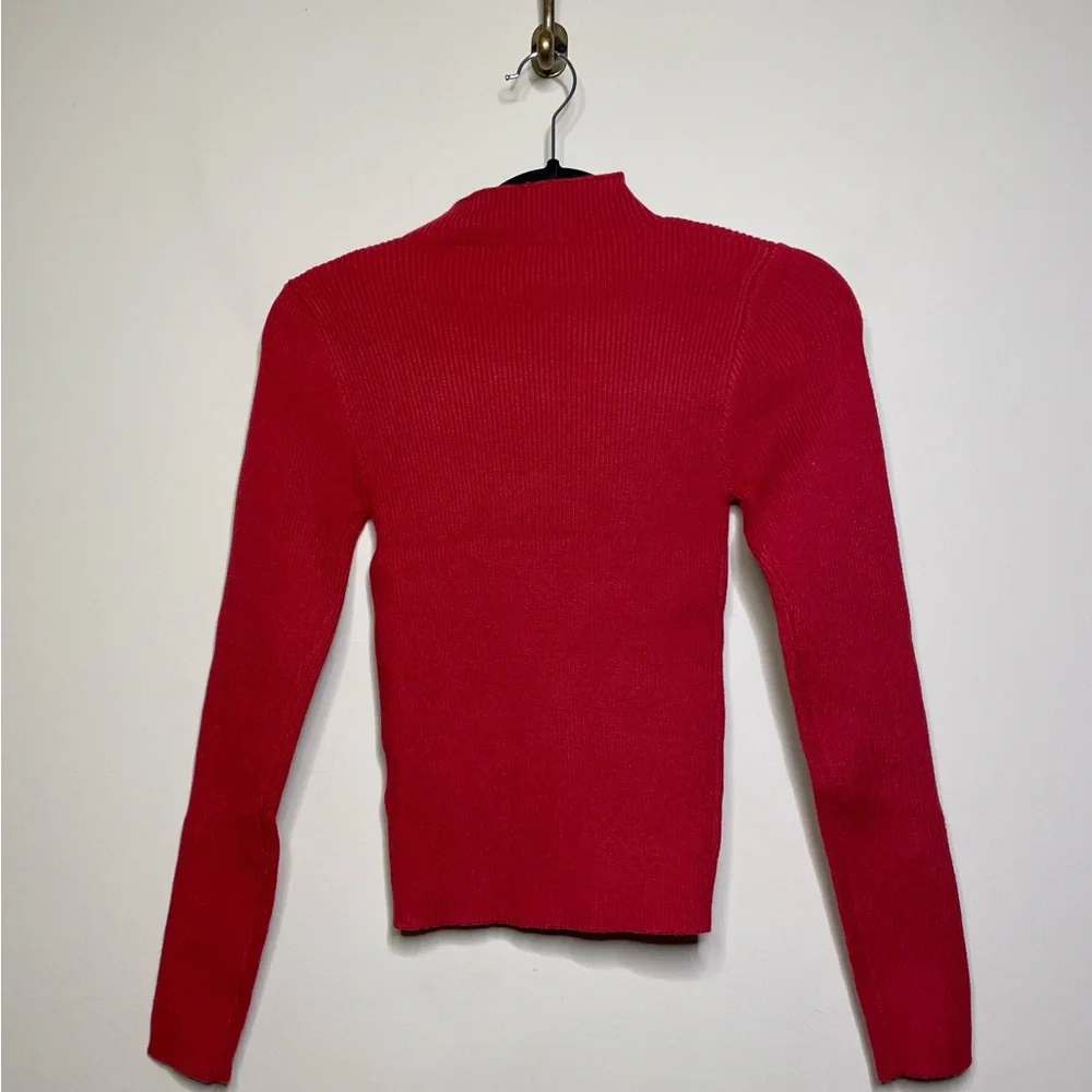 FARM Rio Red Ribbed Long-Sleeve Crop Top - Picture 11 of 12
